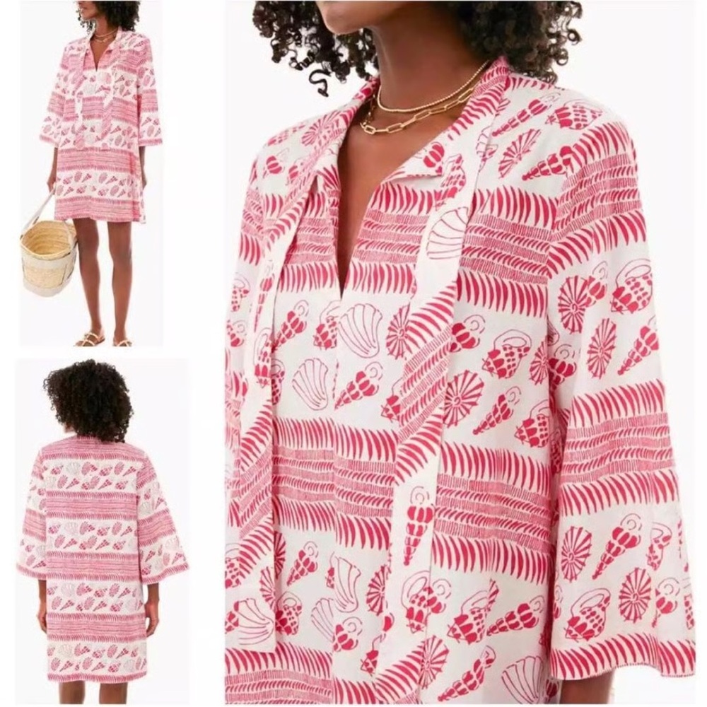 Tuckernuck Pink Coquilles Marseilla Caftan Vacation Dress or Swimsuit Cover Up